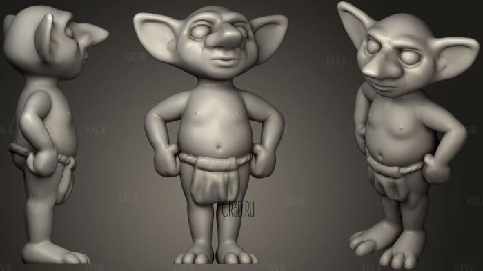 Fantasy Goblin 3d stl for CNC